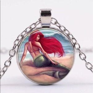 Little Mermaid Ariel Silver Cabochon Necklace